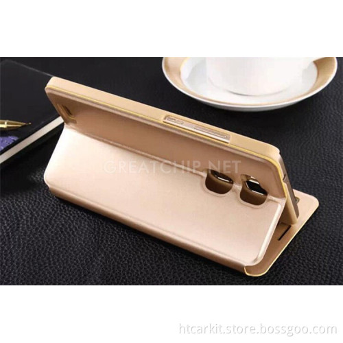 high quality luxury Window cover Genuine pu leather case for Huawei Mate 8 Cover Phone Case